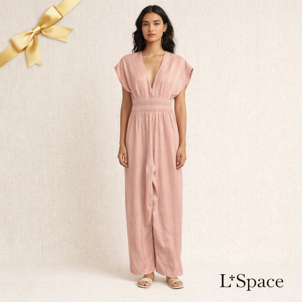 L*Space Anthropologie Pink Viscose Jumpsuit Size Small